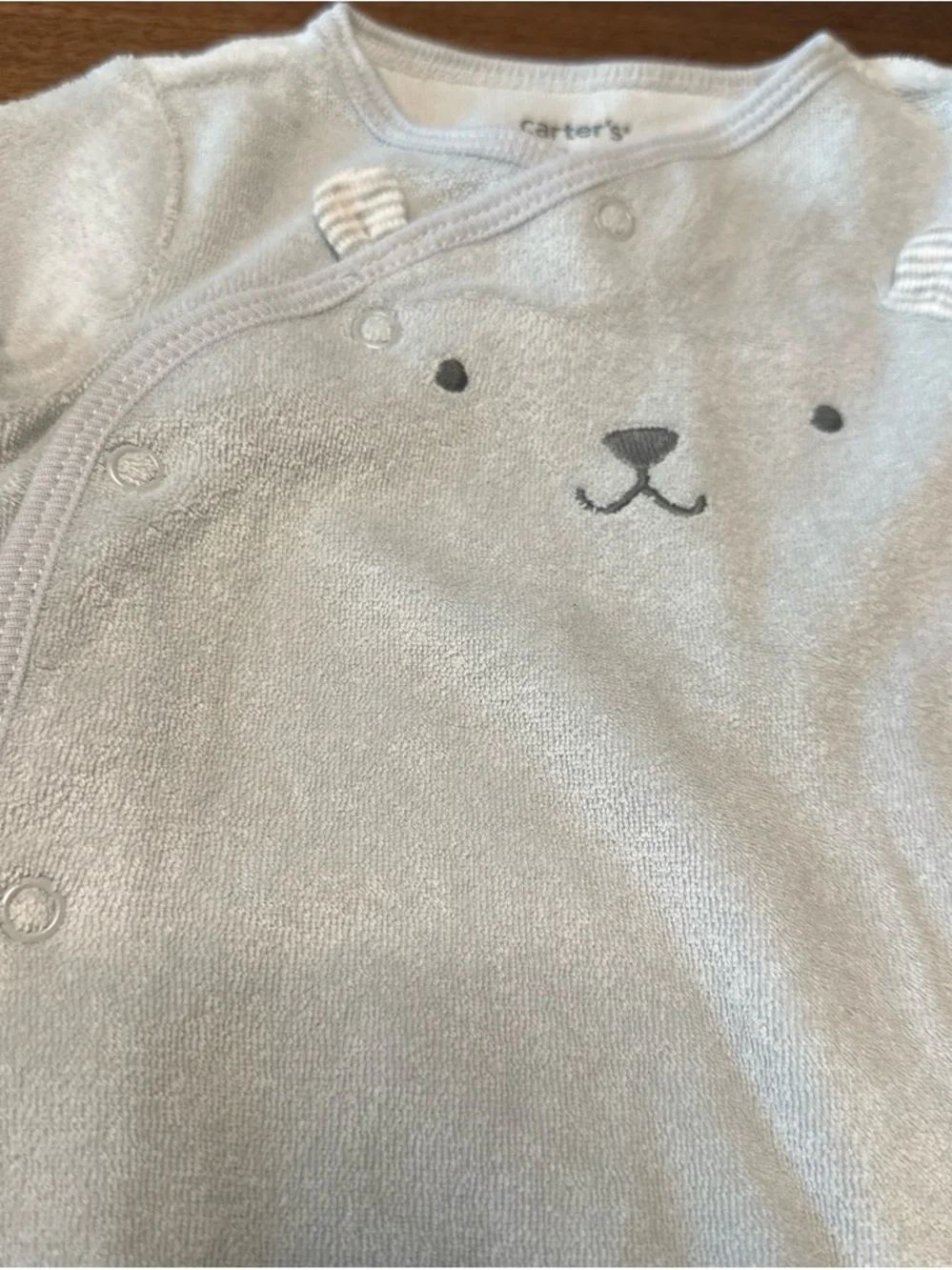 Carter's Light Blue-Grey Bear Footed One-Piece for Kids